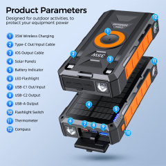 ZL-602-2 Solar Wireless Power Bank 20000mAh PD35W with Magnetic Charging & SOS Light