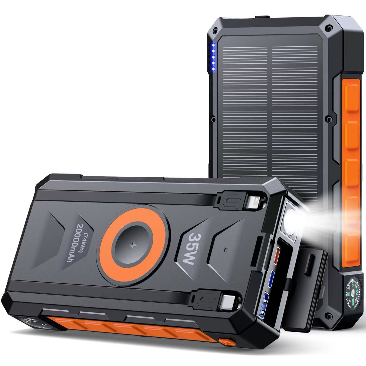 ZL-602-2 Solar Wireless Power Bank 20000mAh PD35W with Magnetic Charging & SOS Light