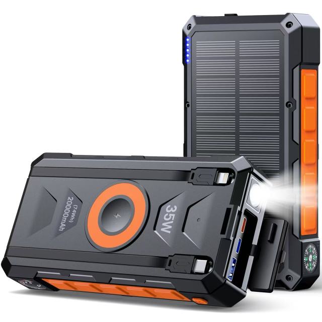 ZL-602-2 Solar Wireless Power Bank 20000mAh PD35W with Magnetic Charging & SOS Light
