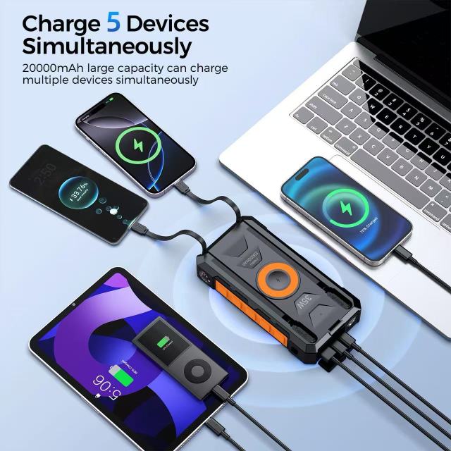 ZL-602-2 Solar Wireless Power Bank 20000mAh PD35W with Magnetic Charging & SOS Light