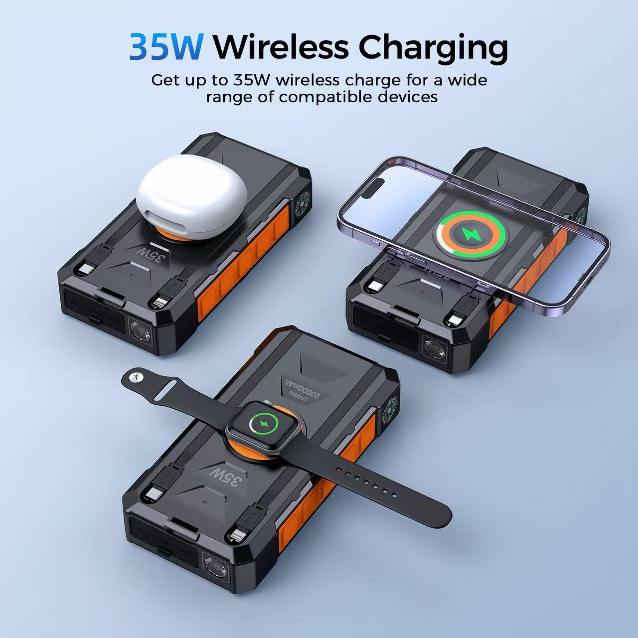 ZL-602-2 Solar Wireless Power Bank 20000mAh PD35W with Magnetic Charging & SOS Light