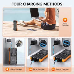 P12AD Solar Power Bank 50000mAh with Wireless Charging & Dual Foldable Solar Panels