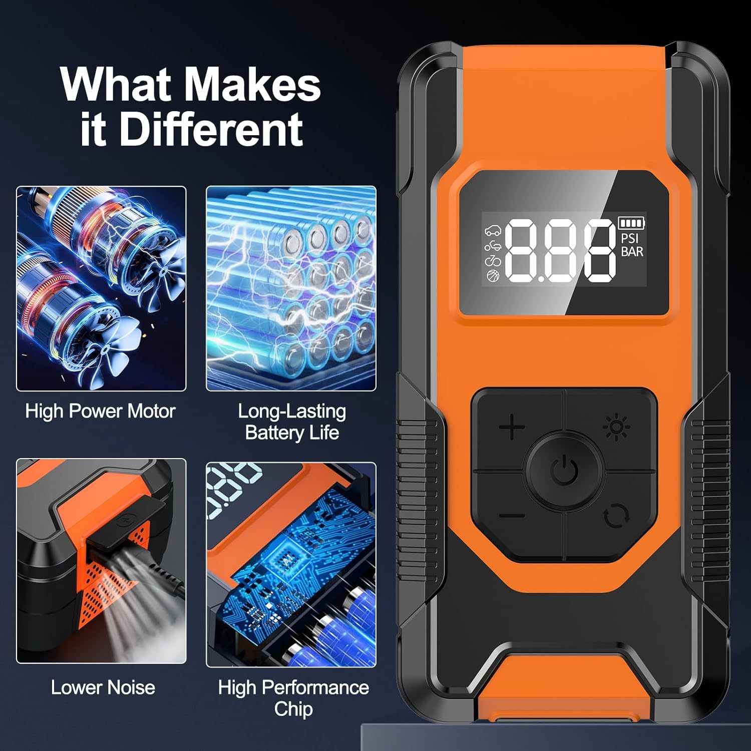 YQ01 Wireless Portable Tire Inflator Pump 150PSI Fast Inflation Air Pump