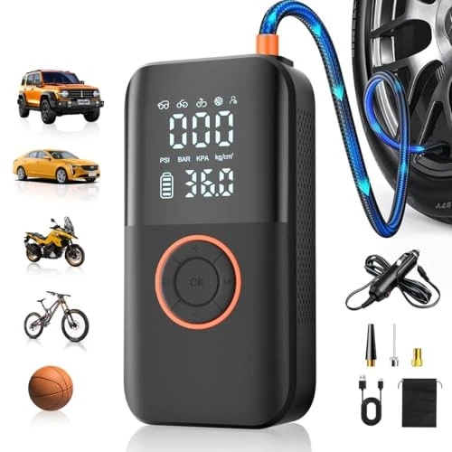 D04 Portable Car Air Pump 12V Cordless Tire Inflator with Digital LCD Display (150PSI)