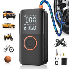 D04 Portable Car Air Pump 12V Cordless Tire Inflator with Digital LCD Display (150PSI)
