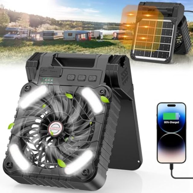 D9 Portable Foldable Bladeless Desk Fan with Battery & Lighting Turbo Fan