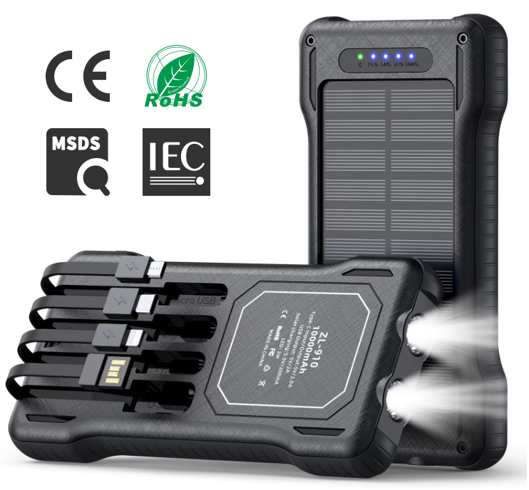 P12AD Solar Power Bank 50000mAh with Wireless Charging & Dual Foldable Solar Panels
