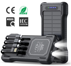 P12AD Solar Power Bank 50000mAh with Wireless Charging & Dual Foldable Solar Panels