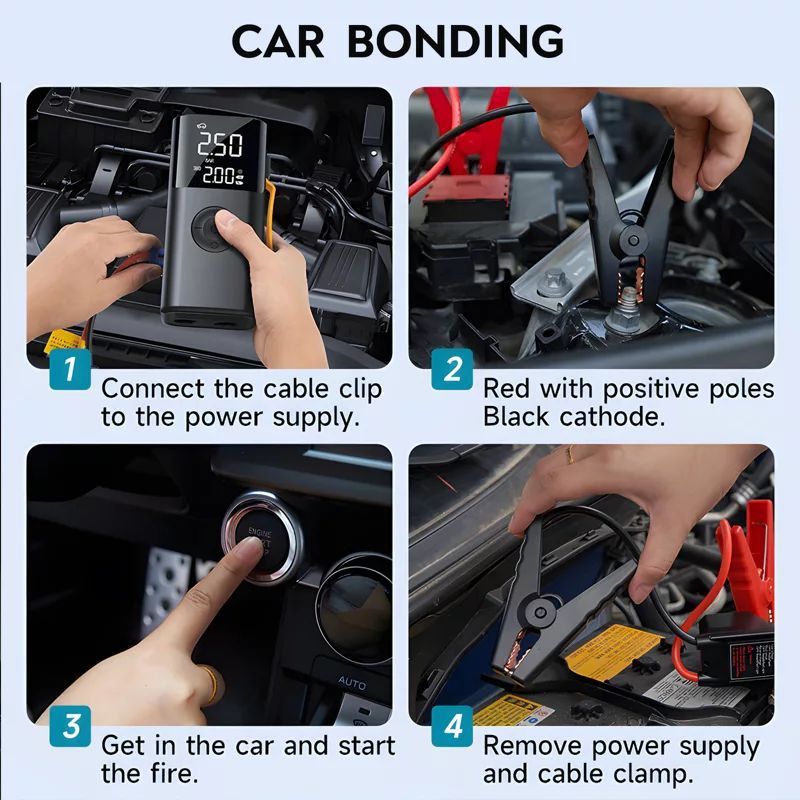 QS213 5-in-1 4000A Car Jump Starter with Tire Inflator, Blower & Vacuum