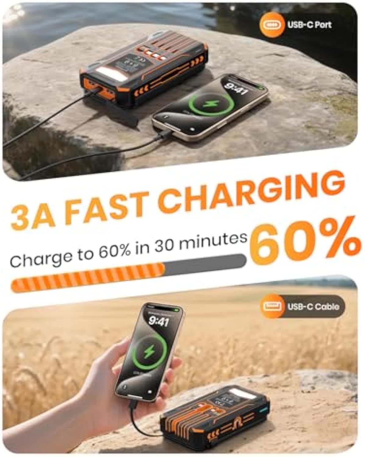 905 20000mAh Portable Solar Power Bank with 15W Wireless Charging