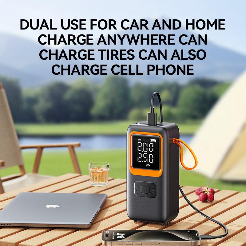 JY01 Cordless Tire Inflator Portable Air Pump with LCD Display (150PSI)