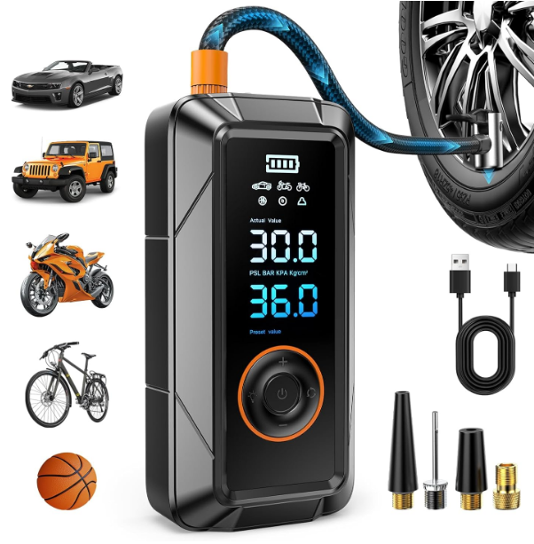 PL01 Wireless Digital Air Pump 12V Cordless Air Compressor (22L/min Fast Inflate)