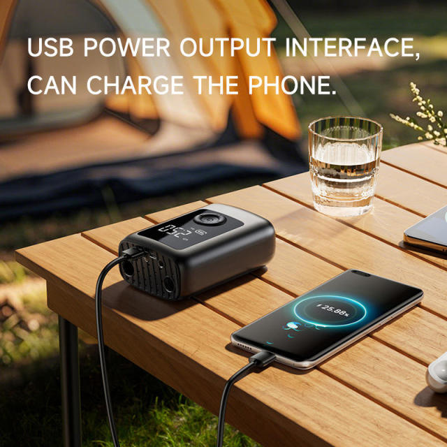MI01 Wireless Tire Inflator 12V Portable Electric Air Pump with LCD Digital Display