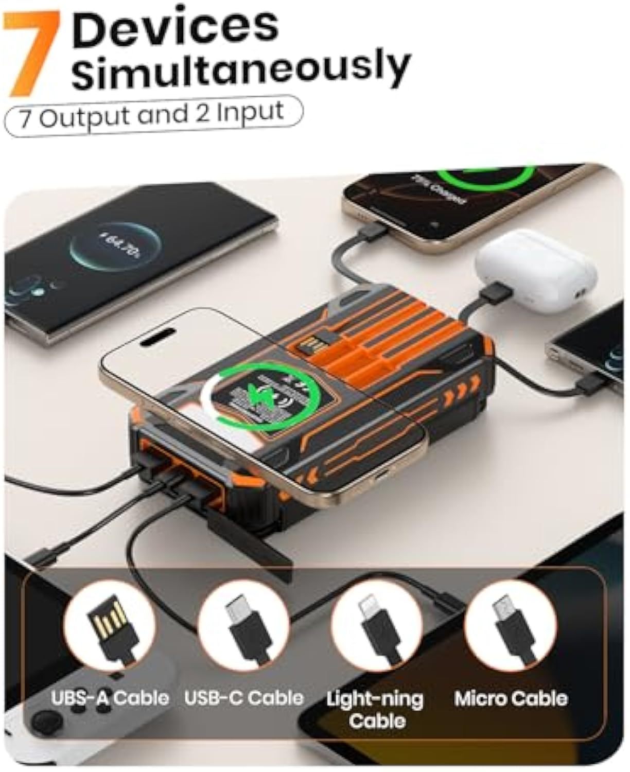 905 20000mAh Portable Solar Power Bank with 15W Wireless Charging