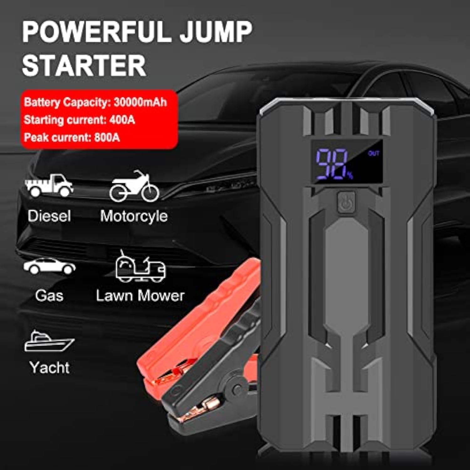 S303 1000A Fast Charging Jump Starter with Air Compressor