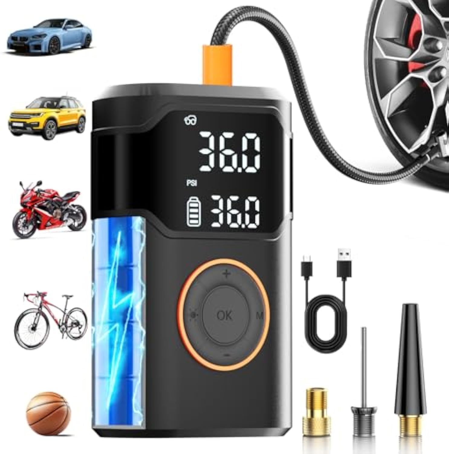 371 Portable Tire Inflator 12V Electric Air Pump for Car Emergency Use