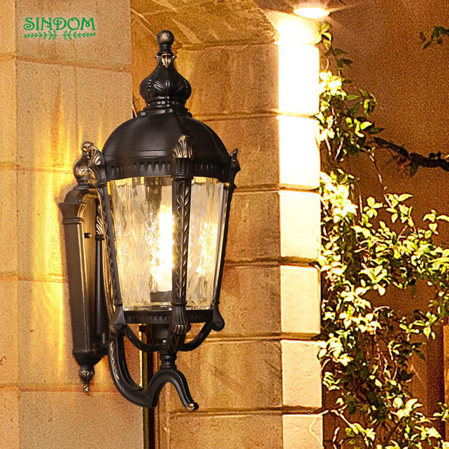 European Cast Aluminium Water-corrugated Glass High Lumen Wall Light