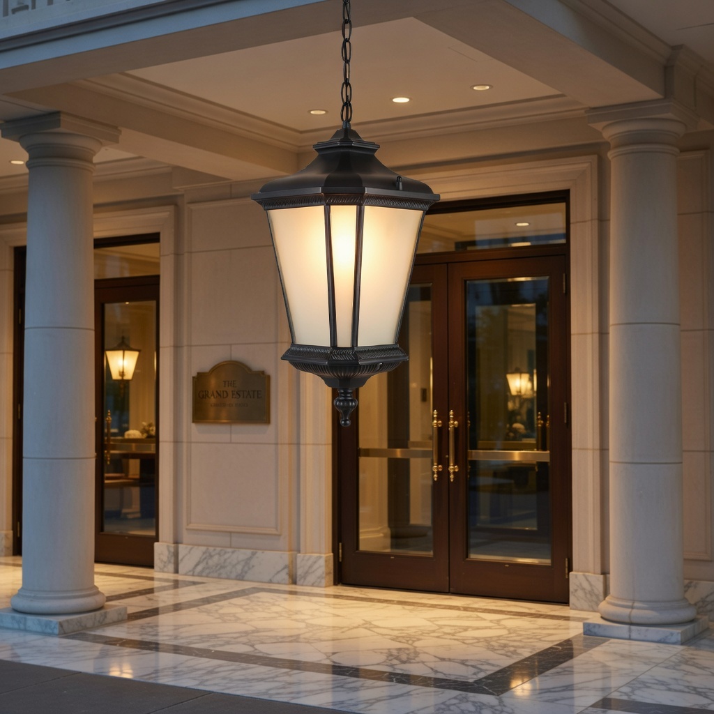 Classic Black Outdoor Hanging Lantern - Waterproof Porch Light for Villa, Hotel & Garden