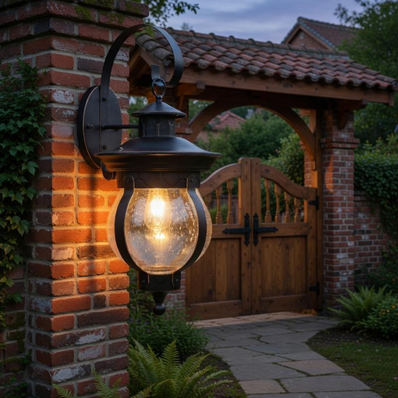 Outdoor Wall Lantern - Classic Black Glass Exterior Wall Light for Villa, Hotel & Garden