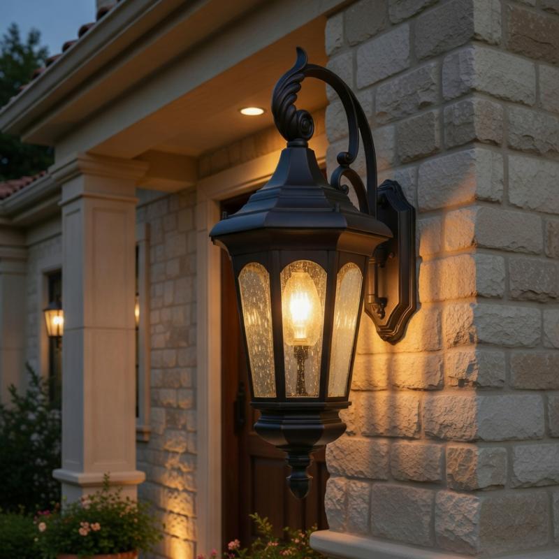 Outdoor Wall Lantern Rustic Bronze LED Exterior Light Fixture for Porch, Villa, and Garden