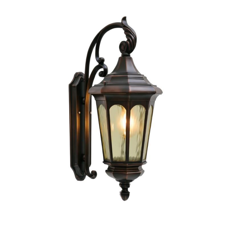 Outdoor Wall Lantern Rustic Bronze LED Exterior Light Fixture for Porch, Villa, and Garden