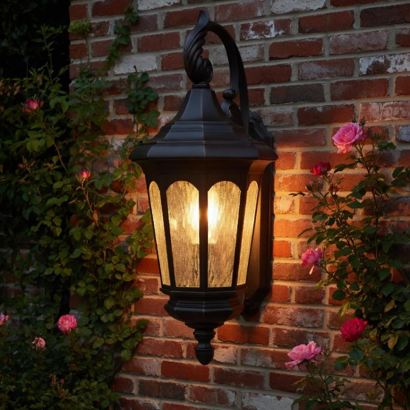 Outdoor Wall Lantern Rustic Bronze LED Exterior Light Fixture for Porch, Villa, and Garden