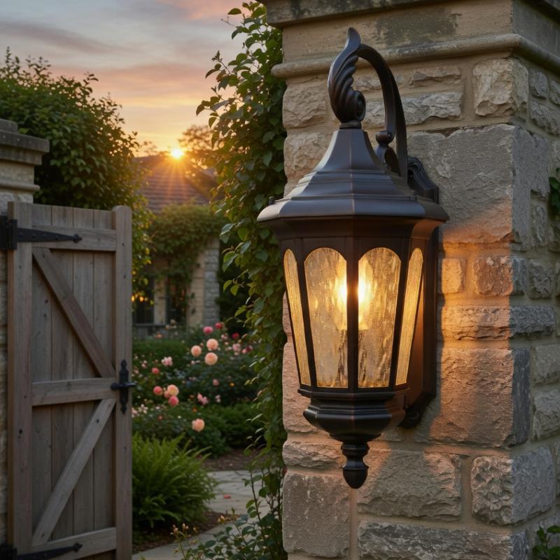 Outdoor Wall Lantern Rustic Bronze LED Exterior Light Fixture for Porch, Villa, and Garden