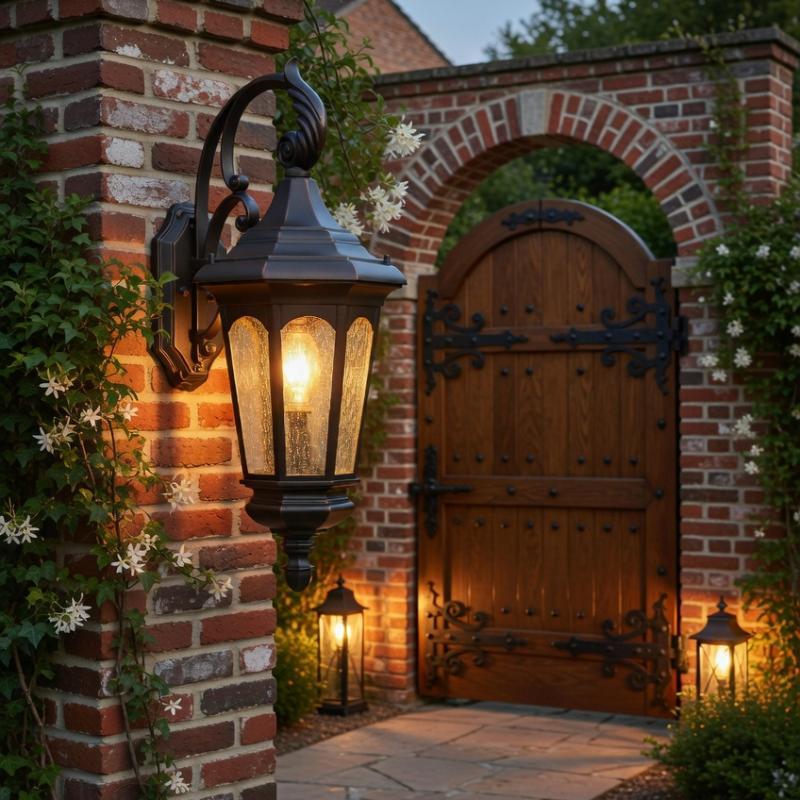Outdoor Wall Lantern Rustic Bronze LED Exterior Light Fixture for Porch, Villa, and Garden