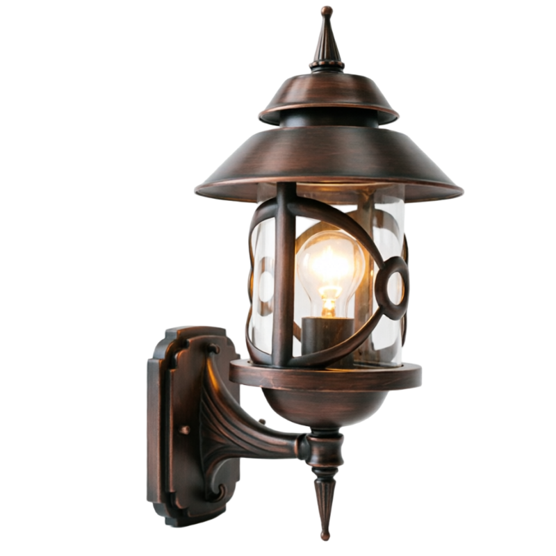 Weatherproof Antique Bronze Wall Mount Lantern - Clear Glass Outdoor Lighting for Home, Hotel & Patio