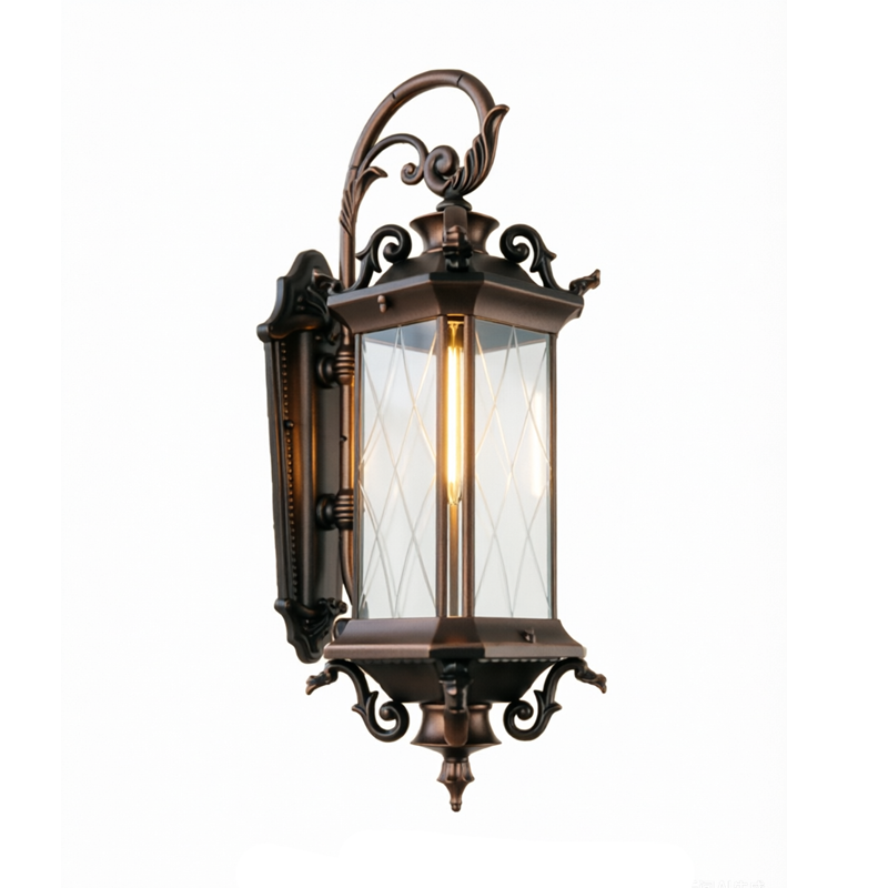 Classic European Style Outdoor Lantern - Antique Finish Aluminum Wall Light for Porch, Courtyard, and Estate Decoration