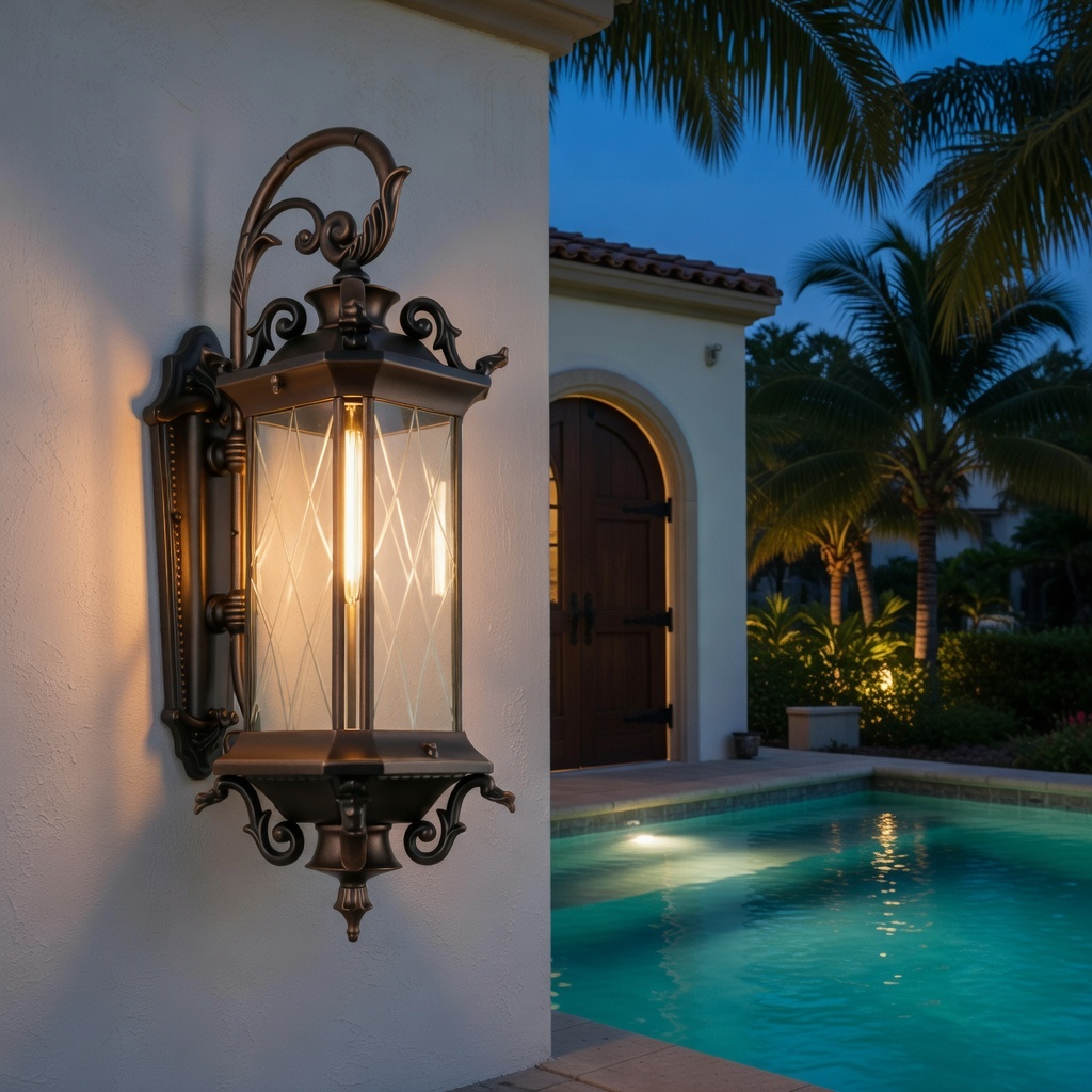 Classic European Style Outdoor Lantern - Antique Finish Aluminum Wall Light for Porch, Courtyard, and Estate Decoration
