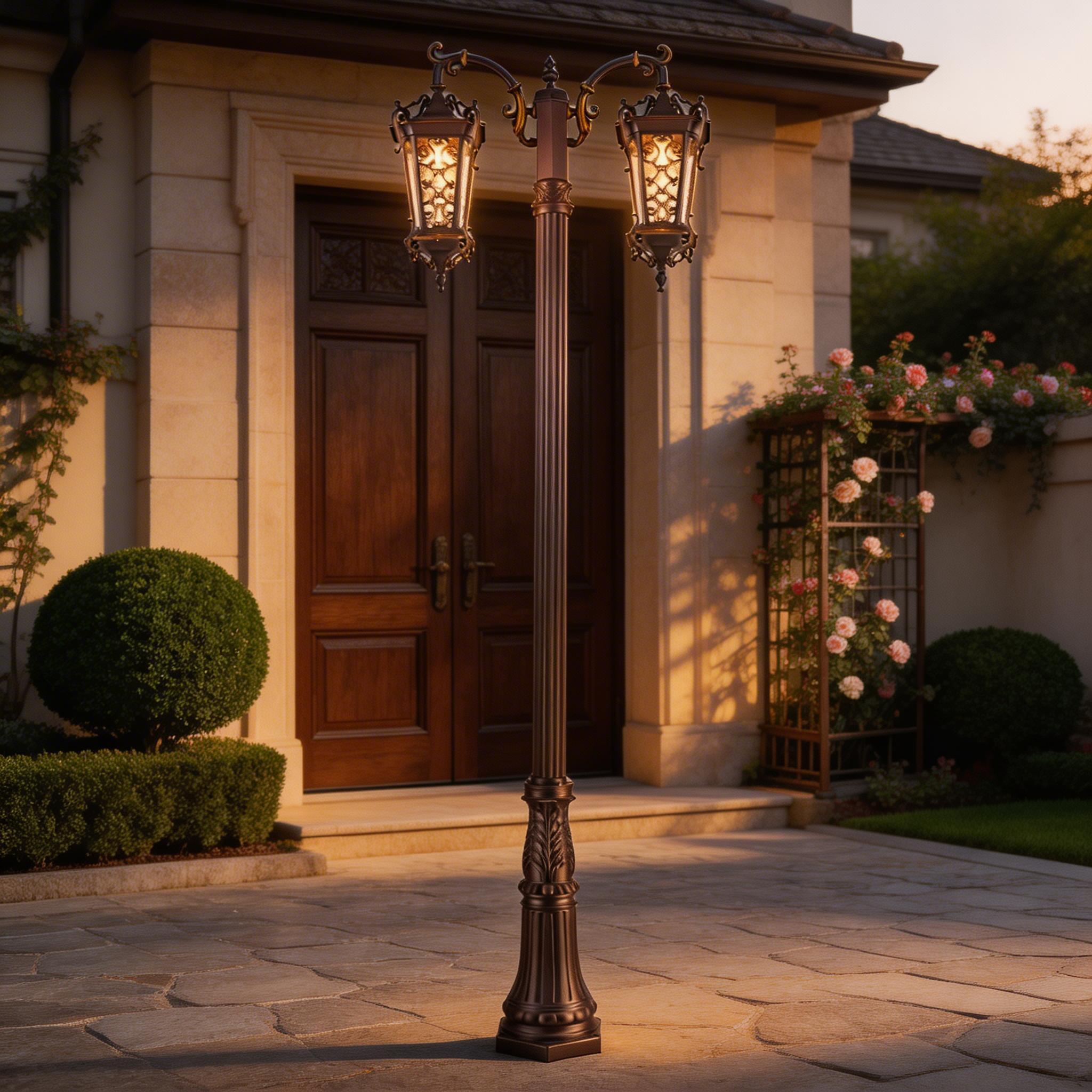 IP65 Waterproof & Durable Aluminum Design Modern Outdoor Pole Light for Garden Pathway, Driveway, & Landscape -