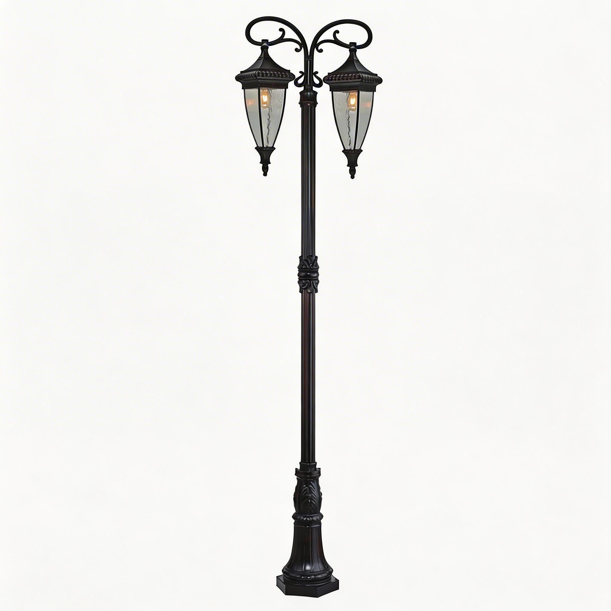 Warm White LED & Weather Resistant Rustic Vintage Pole Light Cast Aluminum Outdoor Garden Light for Patio, & Villa Entrance