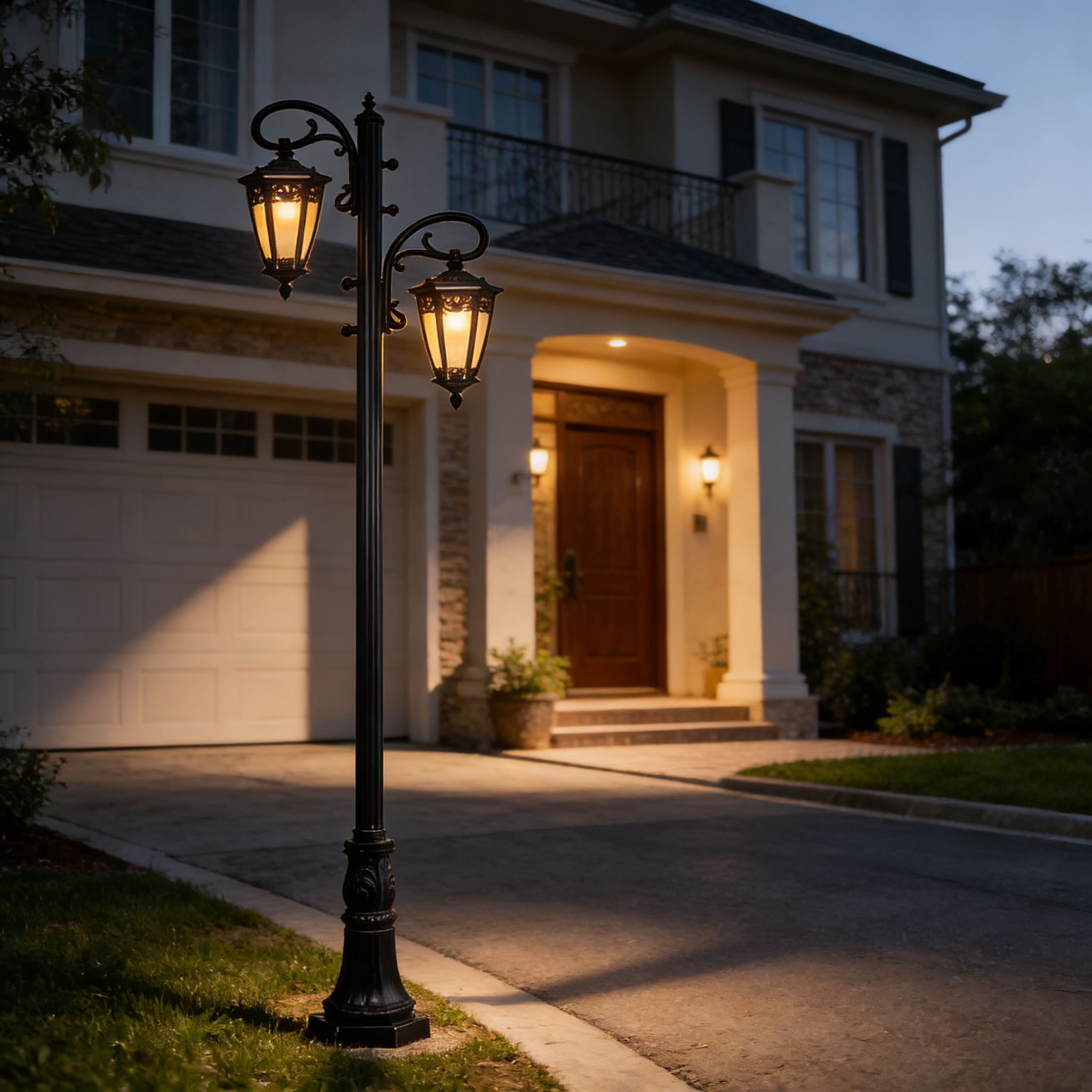 Landscape IP65 Rated Contemporary Modern Black Aluminum LED Pole Light for  Garden