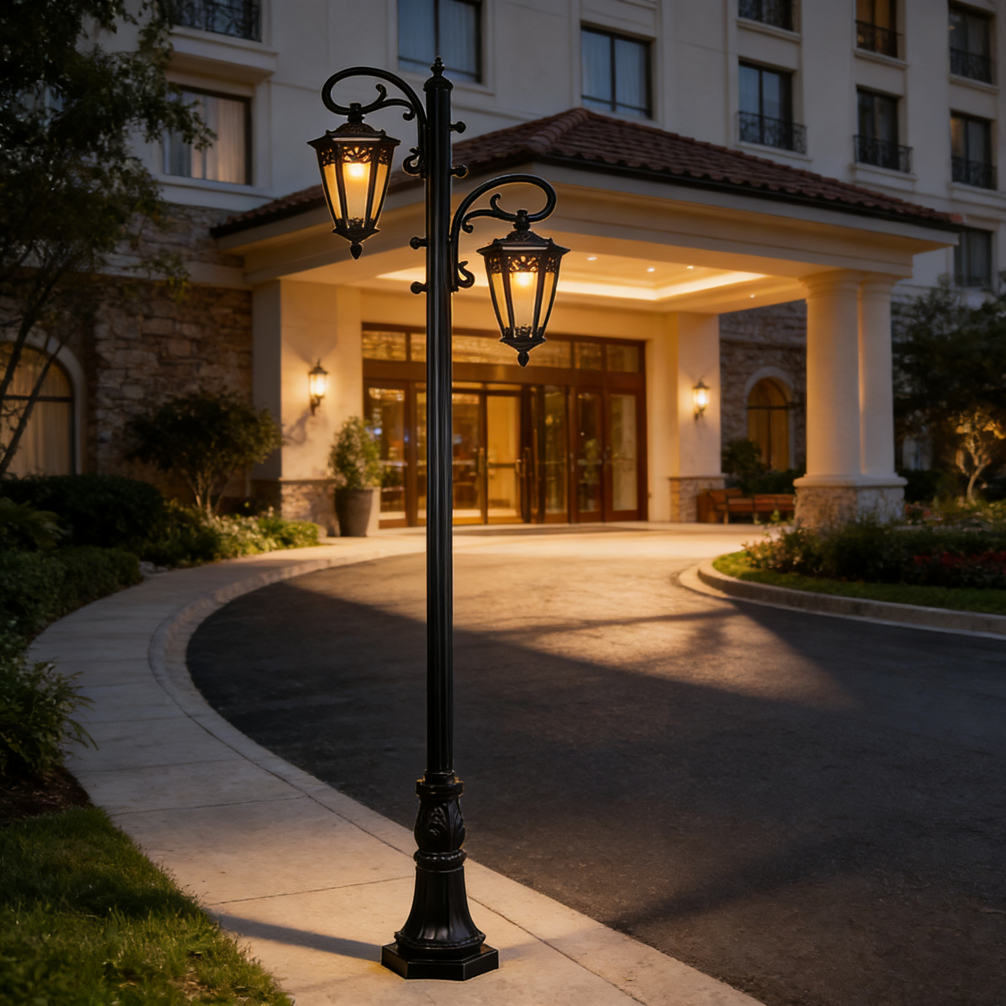 Landscape IP65 Rated Contemporary Modern Black Aluminum LED Pole Light for  Garden