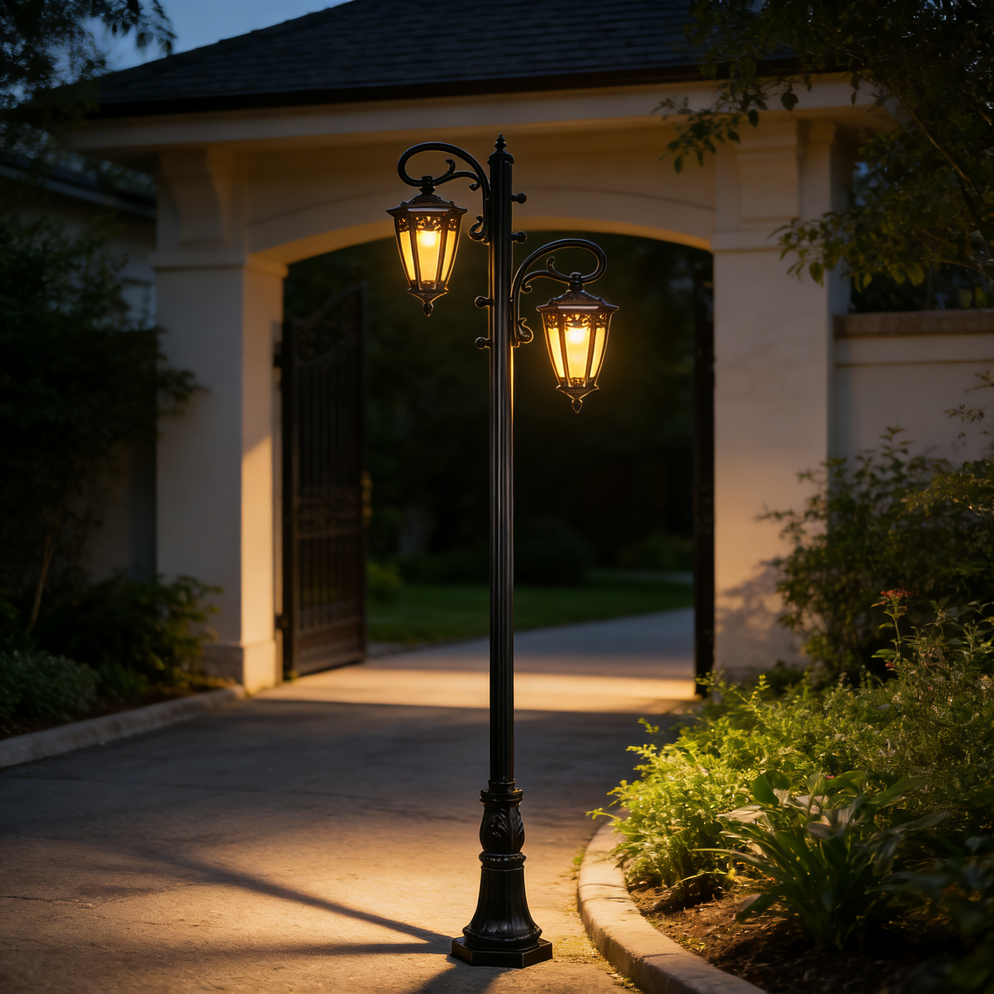 Landscape IP65 Rated Contemporary Modern Black Aluminum LED Pole Light for  Garden