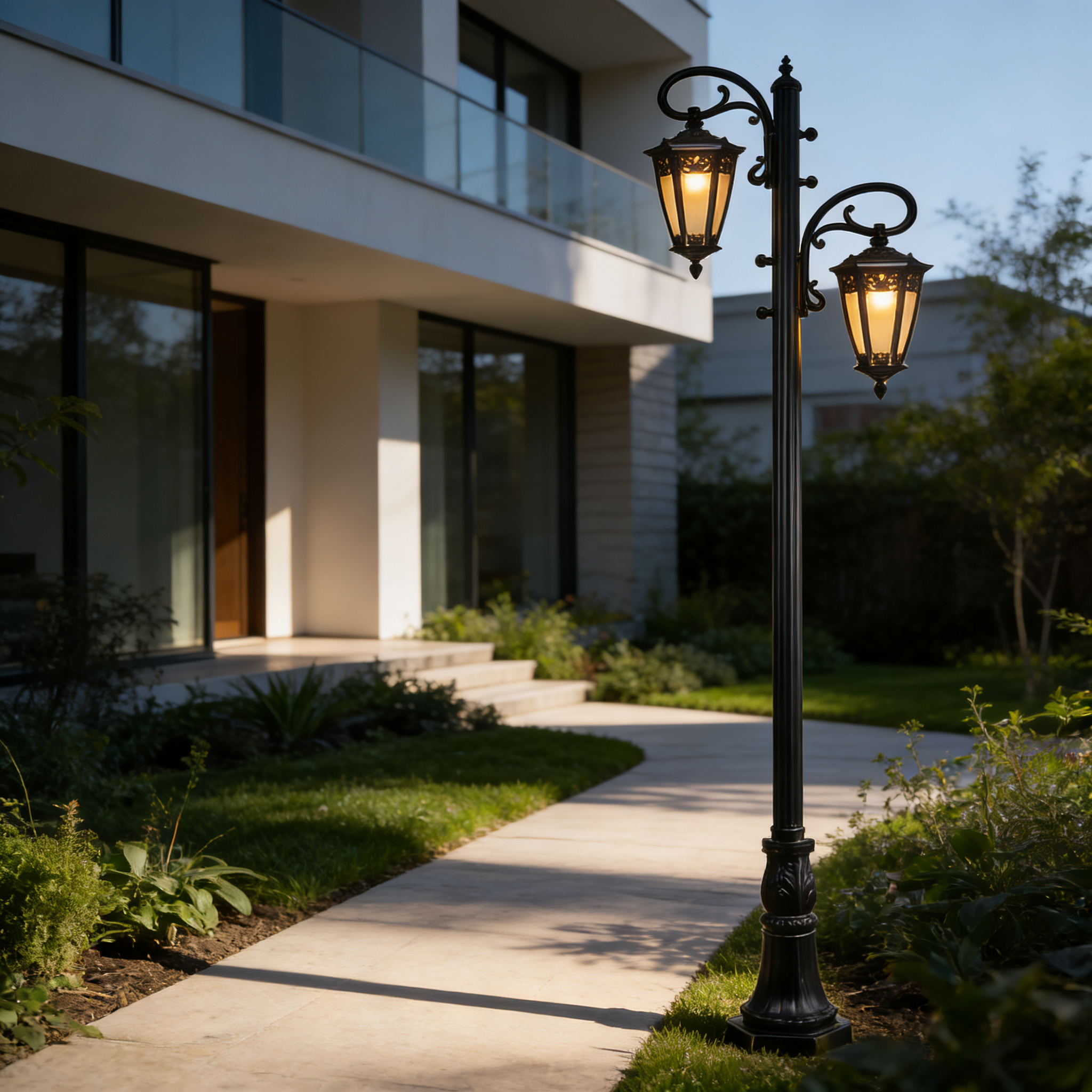 Landscape IP65 Rated Contemporary Modern Black Aluminum LED Pole Light for  Garden
