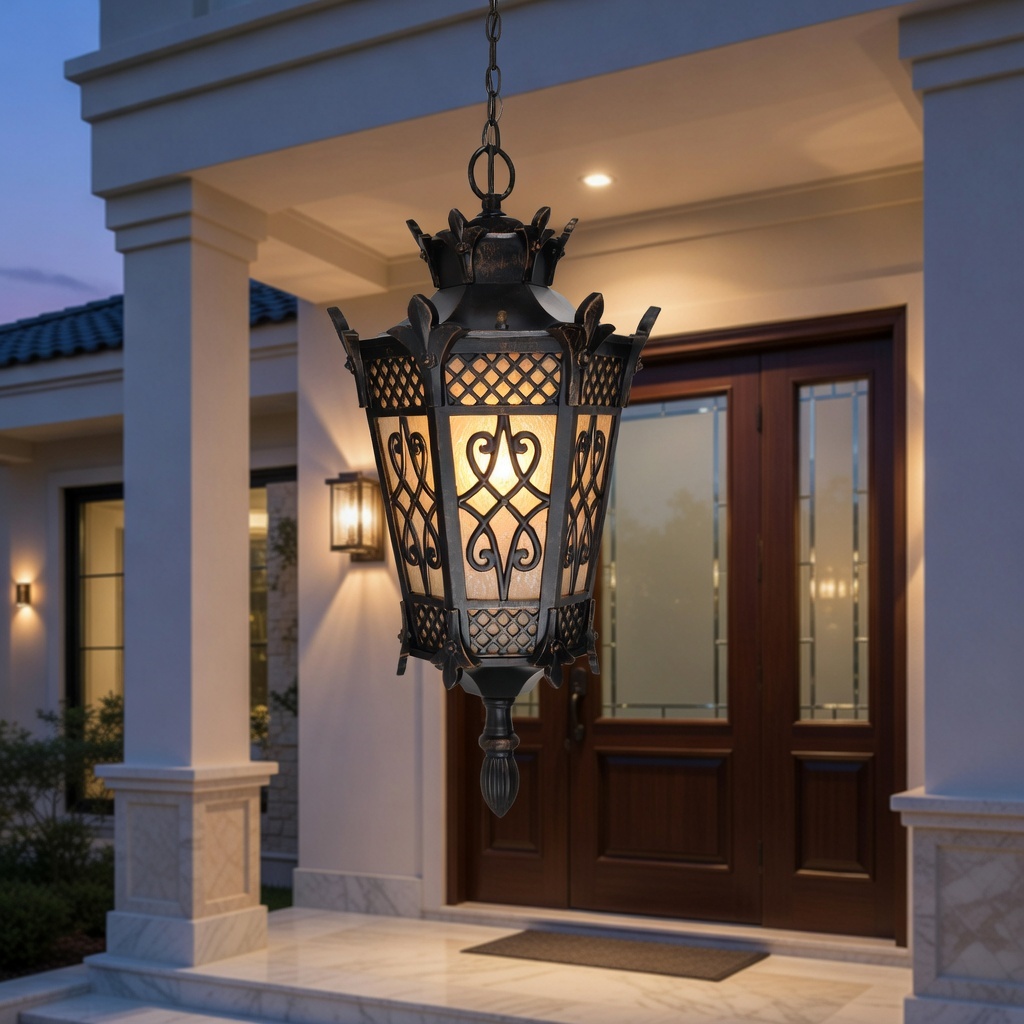 Contemporary Outdoor Hanging Light Fixtures Aluminum Pendant for Porch and Entryway