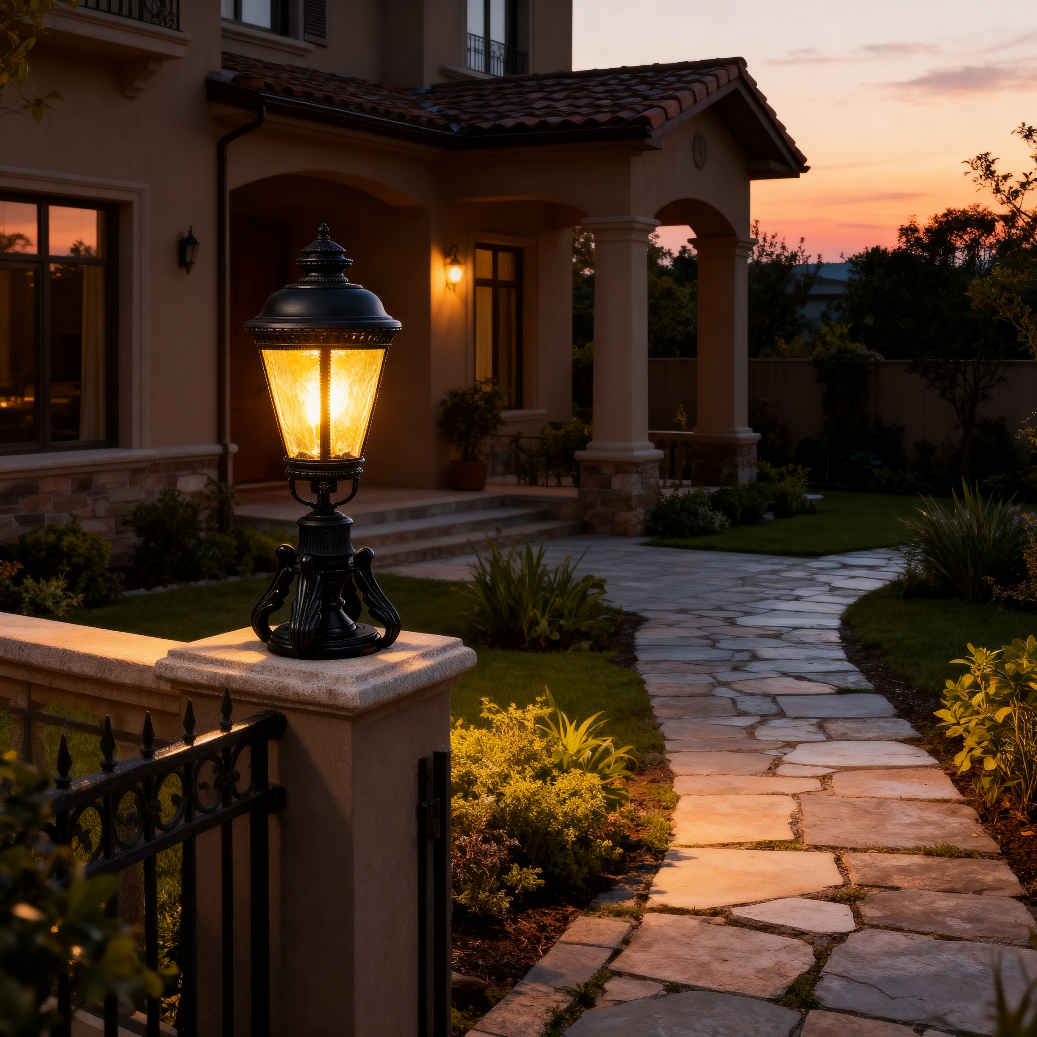 Outdoor Aluminum Pillar Lighting Fixtures for Gate Entrance, Courtyard and Villa