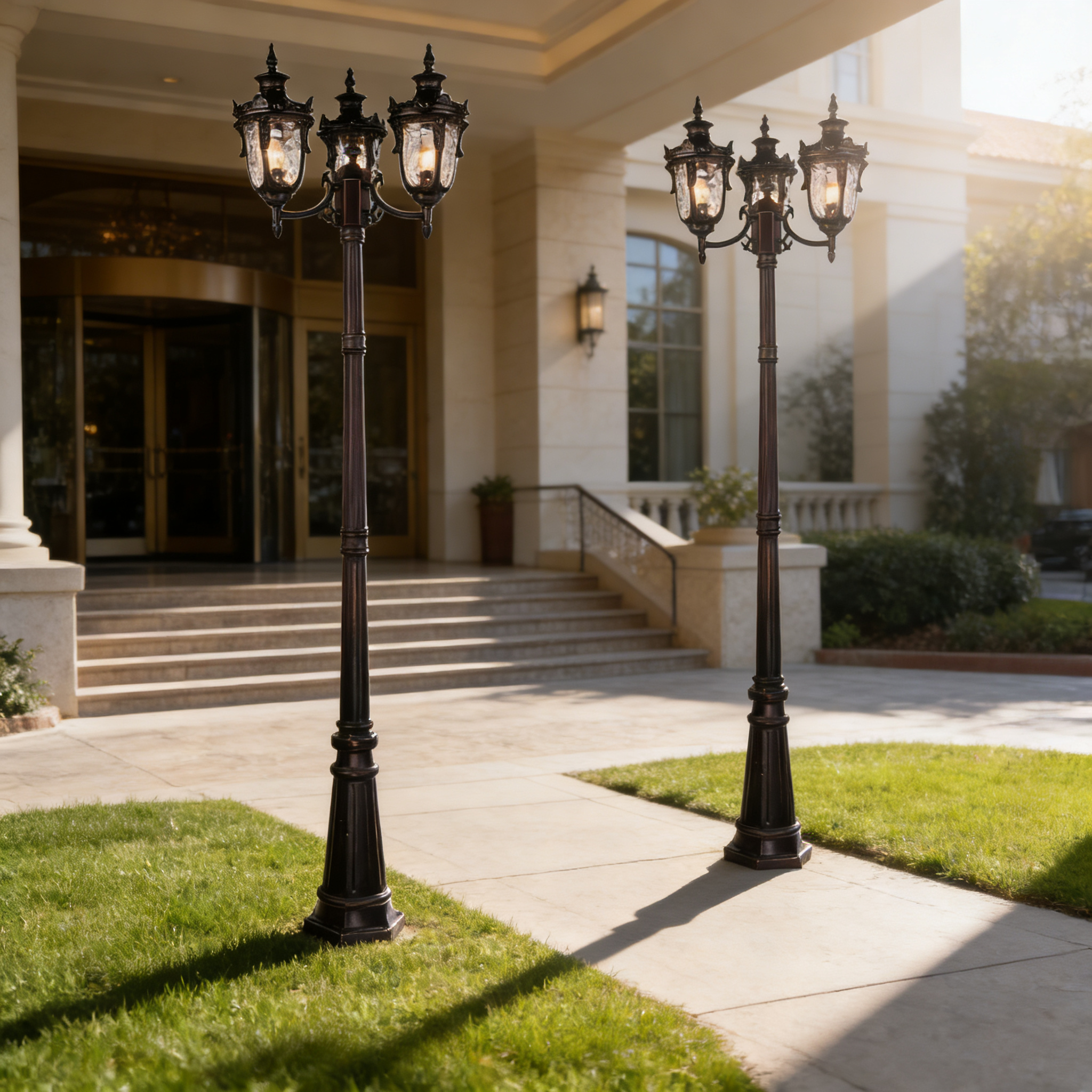 Luxury Aluminum Courtyard Lighting Fixtures Pole Lamp for Villas, Hotels and Garden Spaces