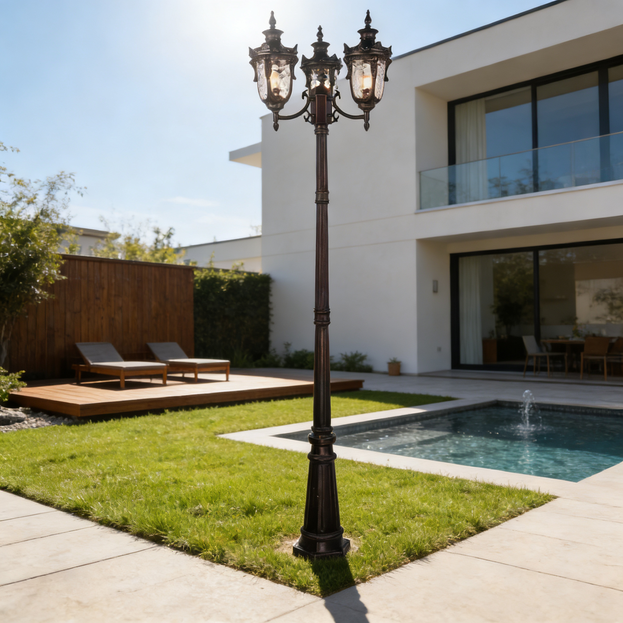 Luxury Aluminum Courtyard Lighting Fixtures Pole Lamp for Villas, Hotels and Garden Spaces