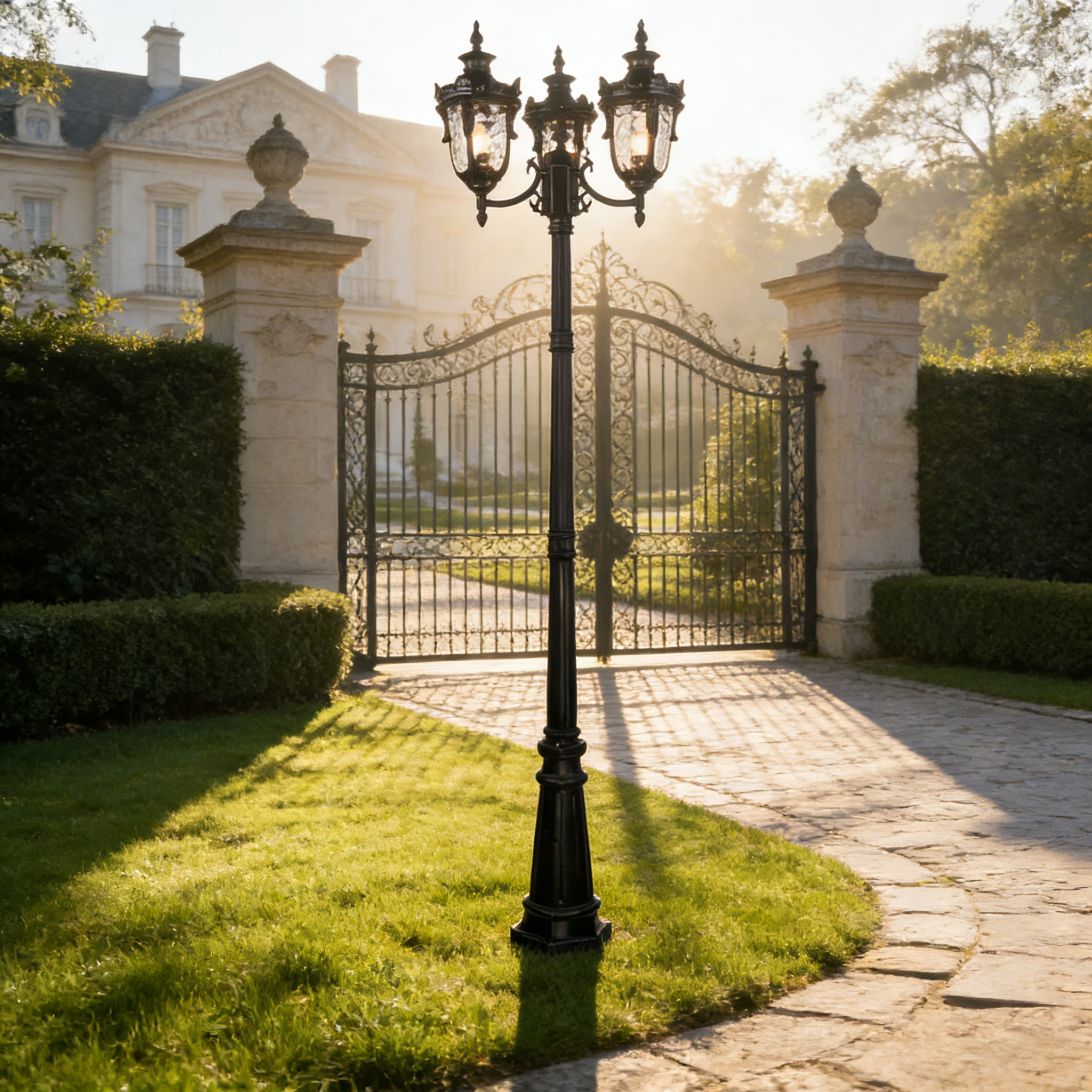 Luxury Aluminum Courtyard Lighting Fixtures Pole Lamp for Villas, Hotels and Garden Spaces