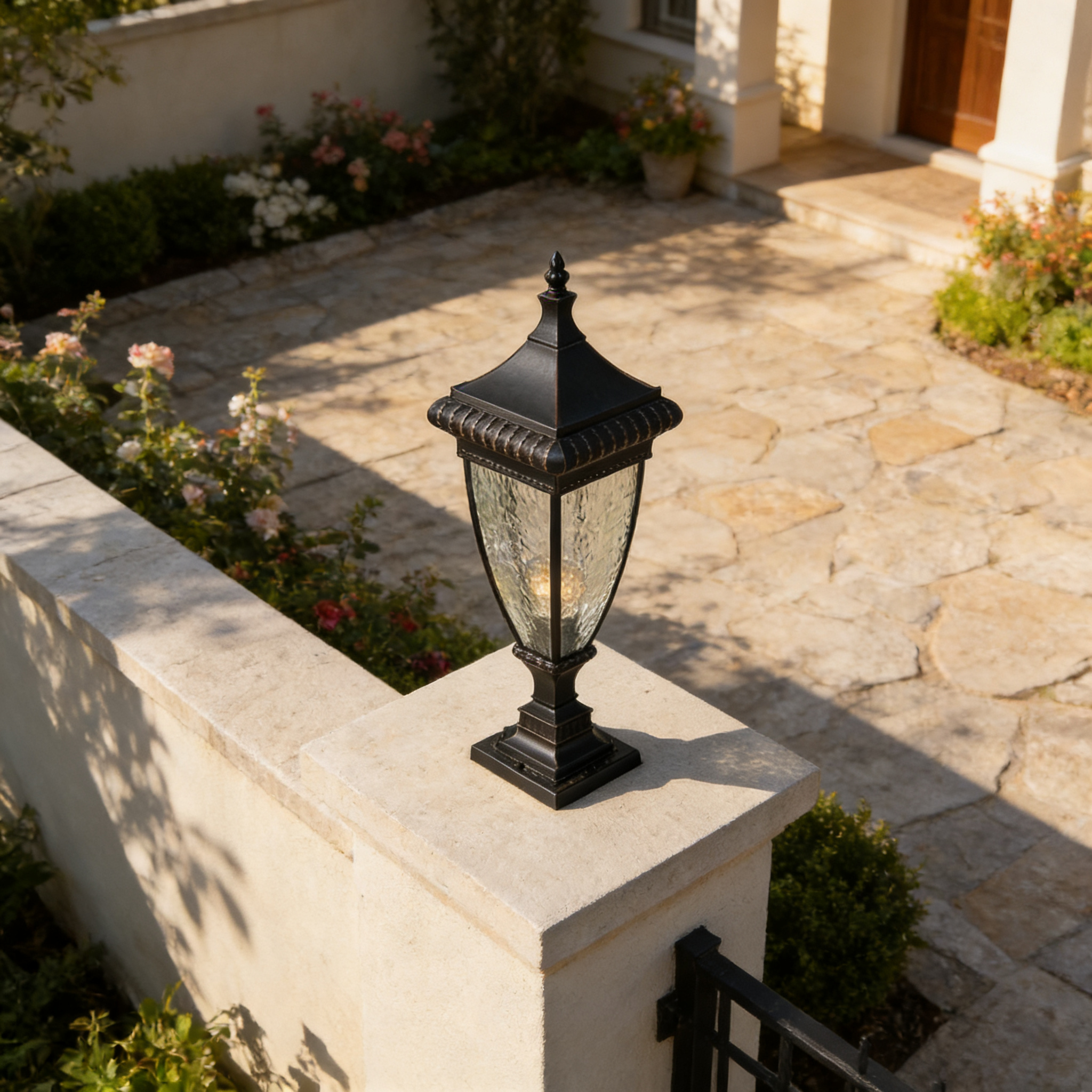 Contemporary Aluminum Post Top Lighting Fixtures Pillar Lamp for Driveway and Entrance Pillars
