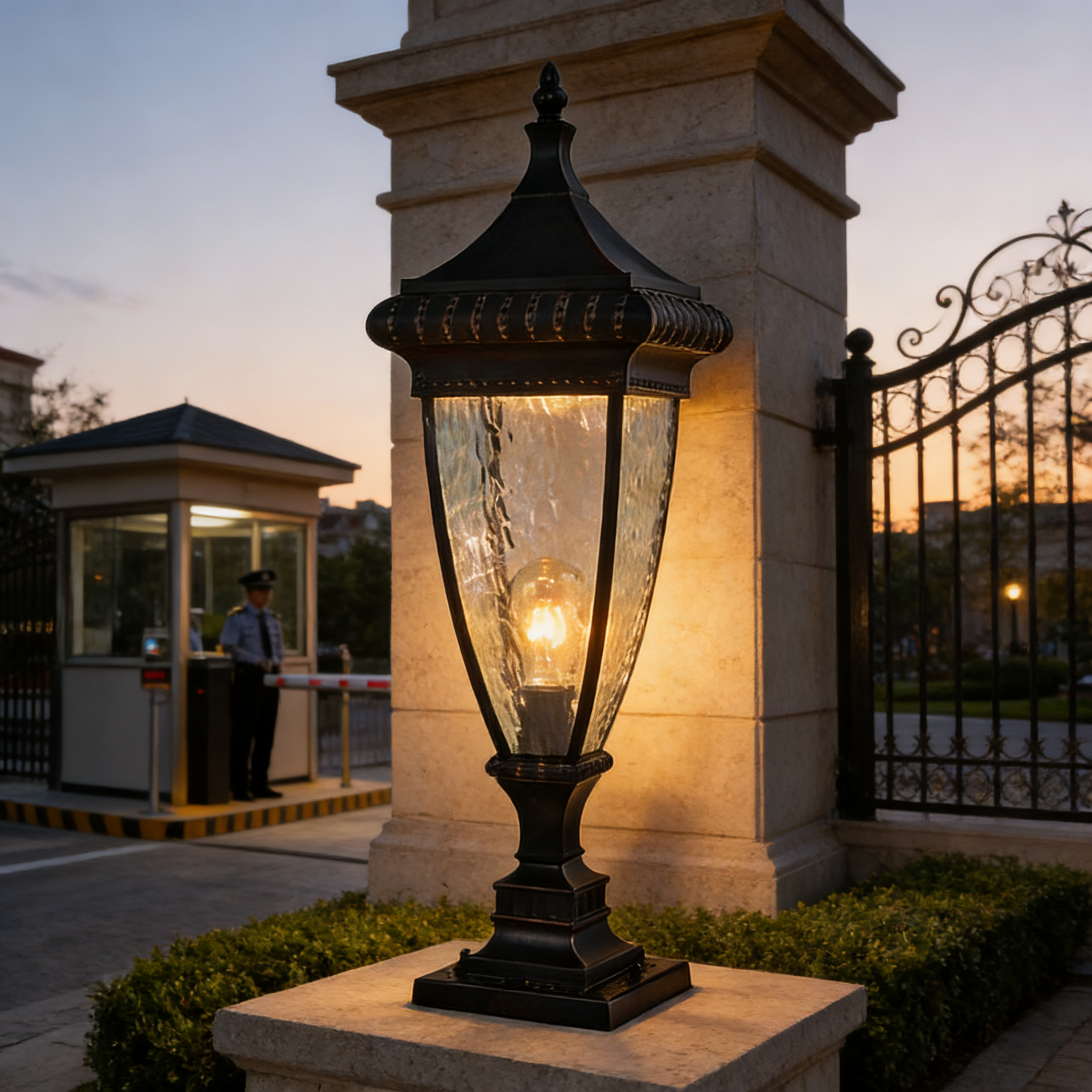 Contemporary Aluminum Post Top Lighting Fixtures Pillar Lamp for Driveway and Entrance Pillars