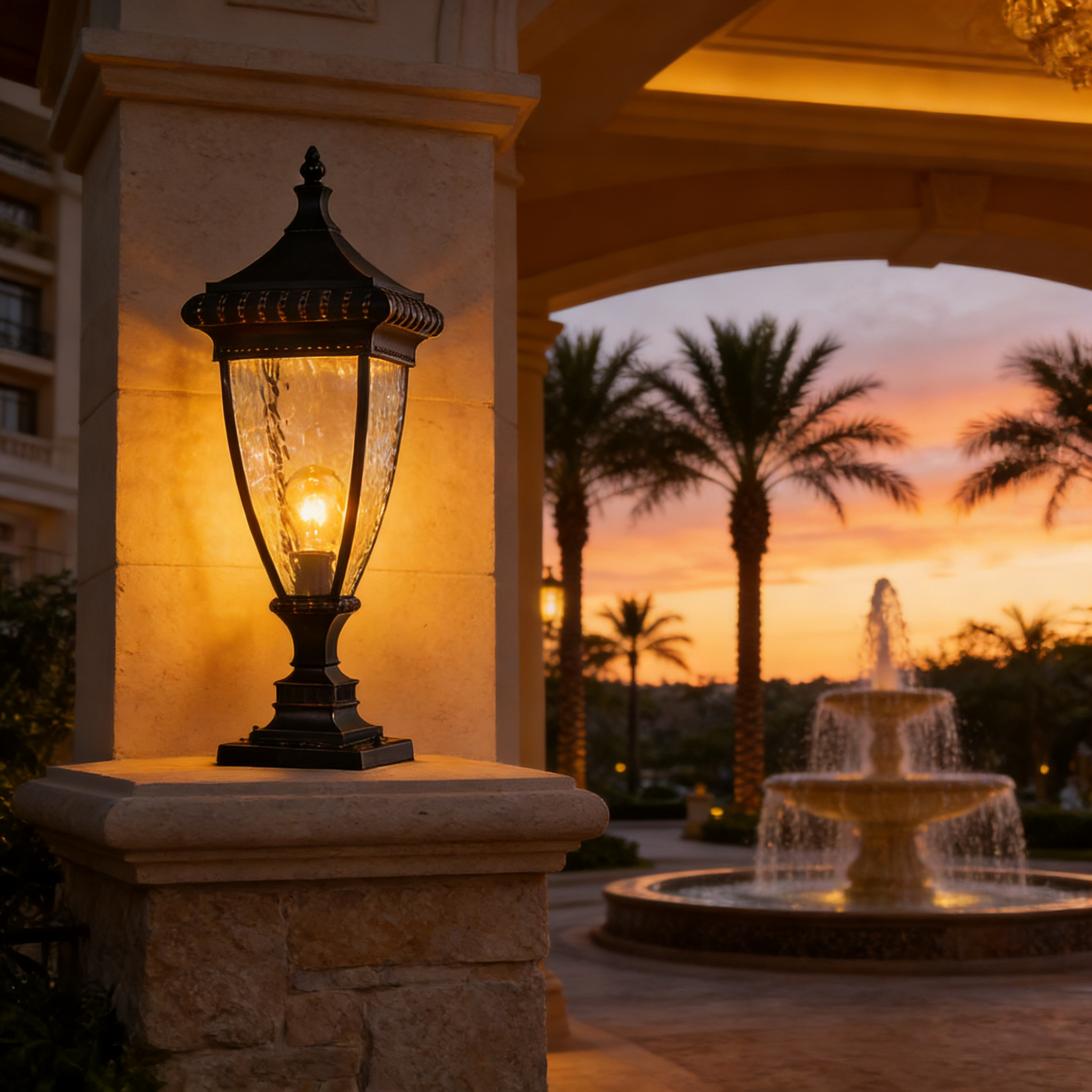 Contemporary Aluminum Post Top Lighting Fixtures Pillar Lamp for Driveway and Entrance Pillars