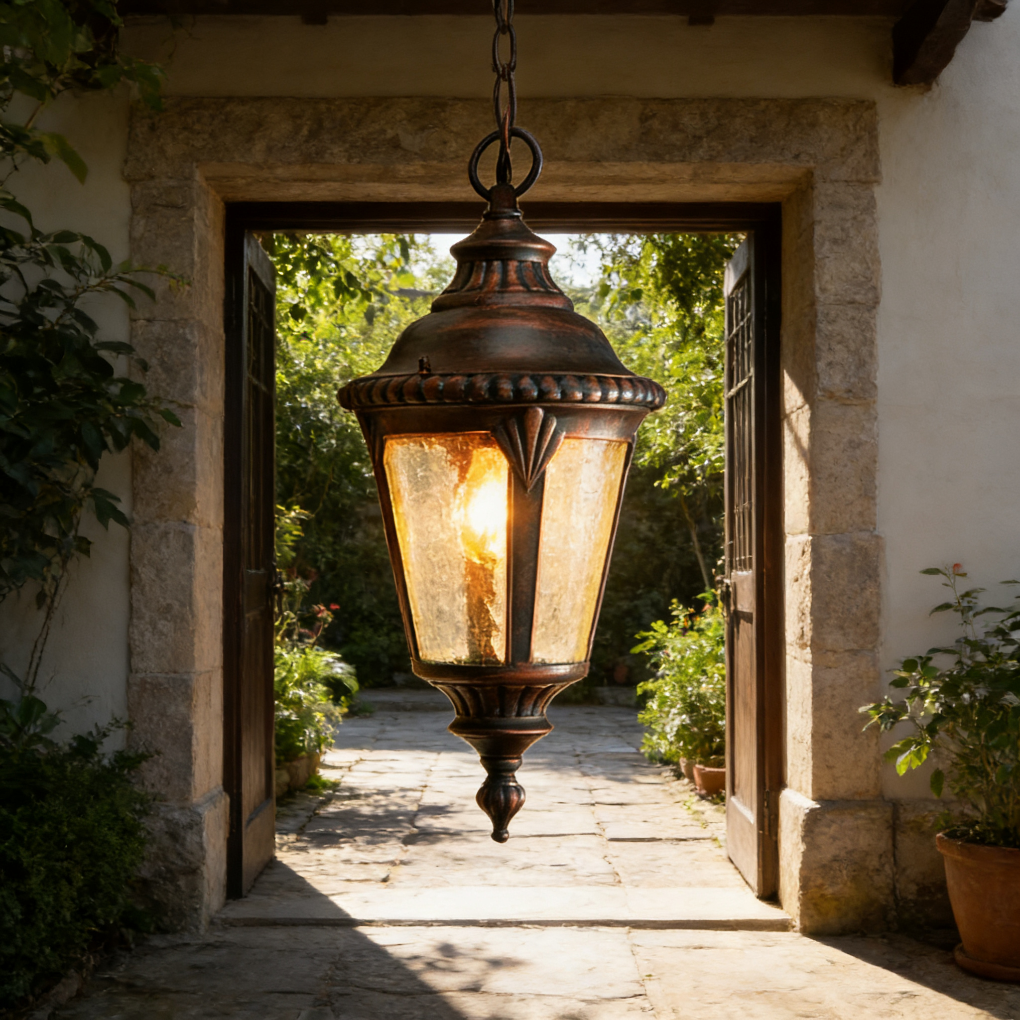 Modern Aluminum Outdoor Pendant Light for Patio Porch and Garden Lighting