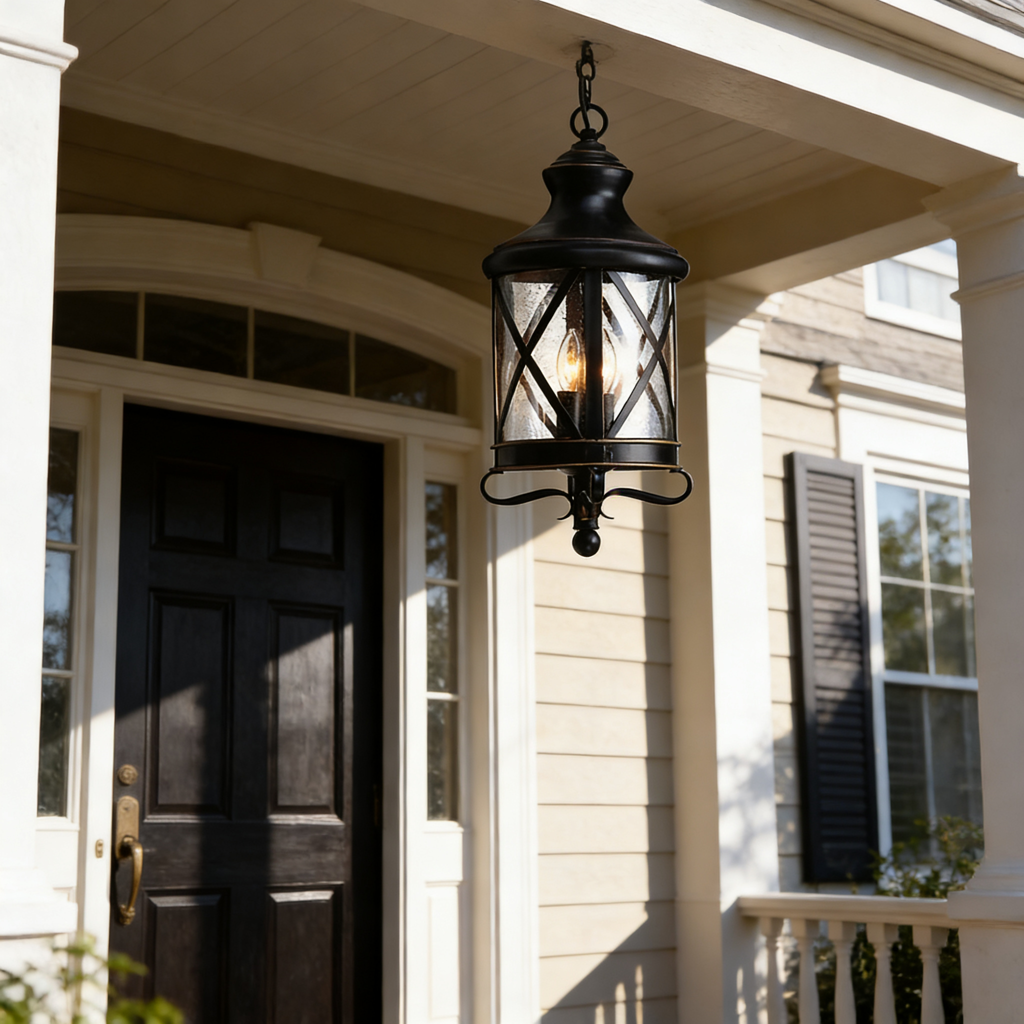 Durable Aluminum Outdoor Hanging Pendant Lights for Porch Ceiling and Patio Area