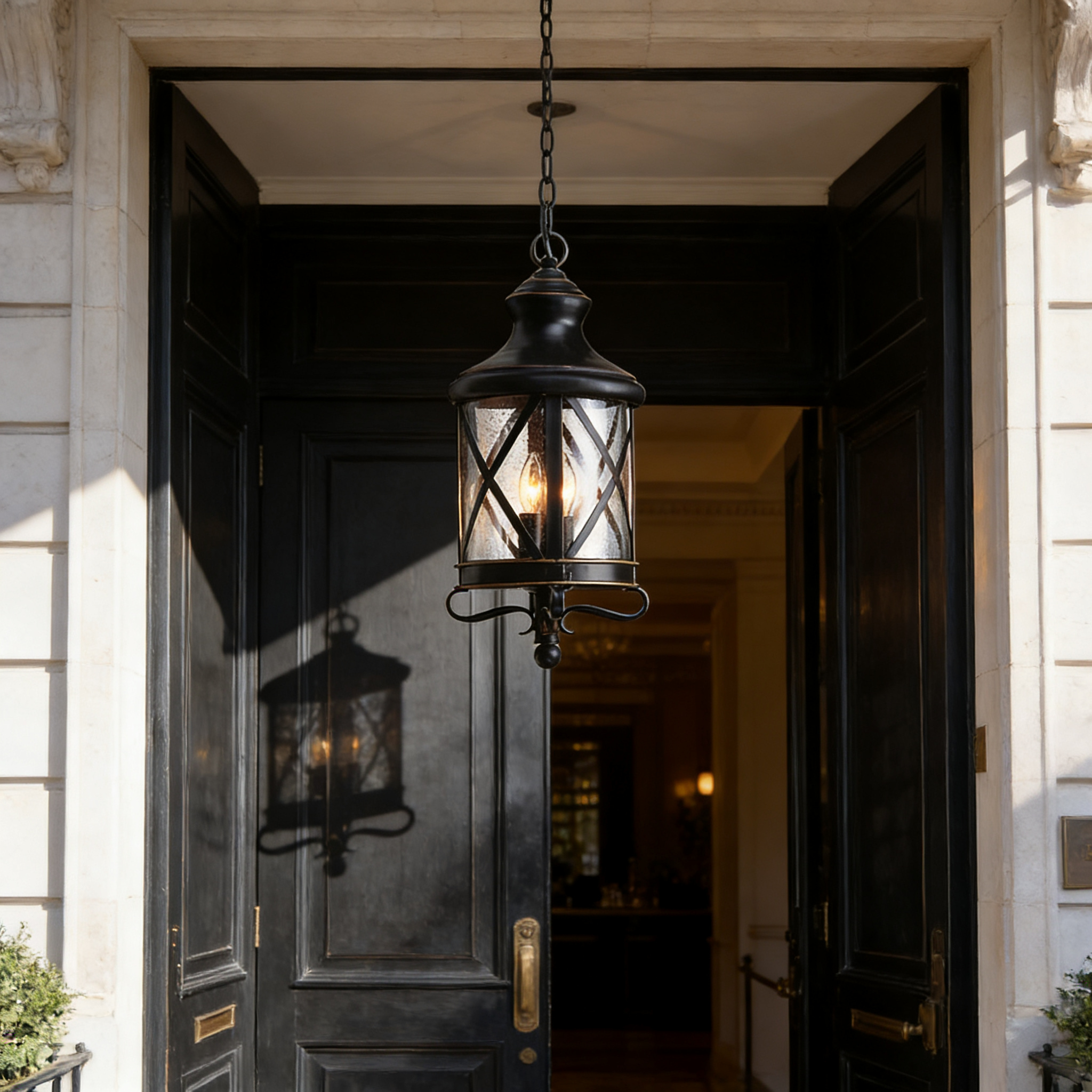 Durable Aluminum Outdoor Hanging Pendant Lights for Porch Ceiling and Patio Area