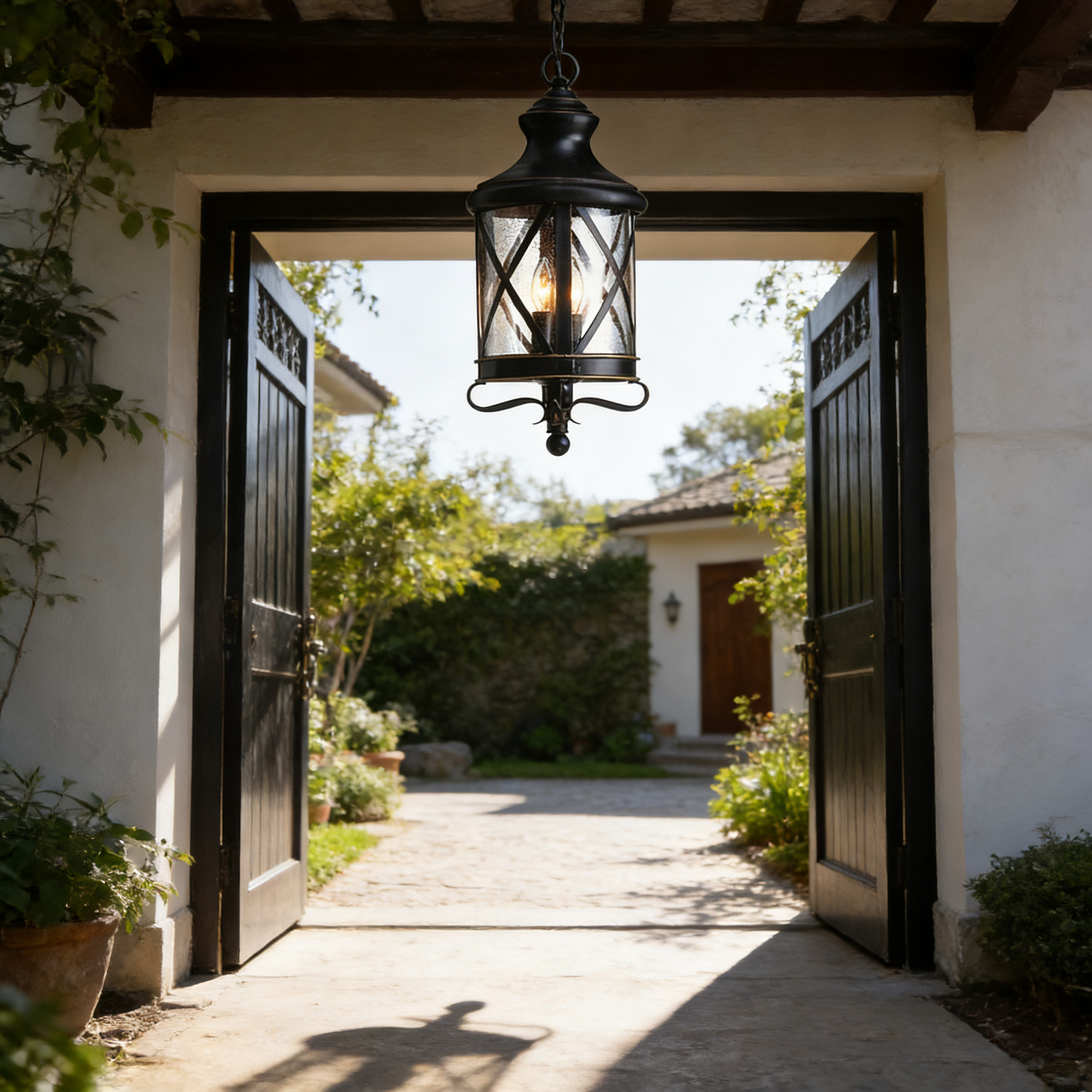 Durable Aluminum Outdoor Hanging Pendant Lights for Porch Ceiling and Patio Area