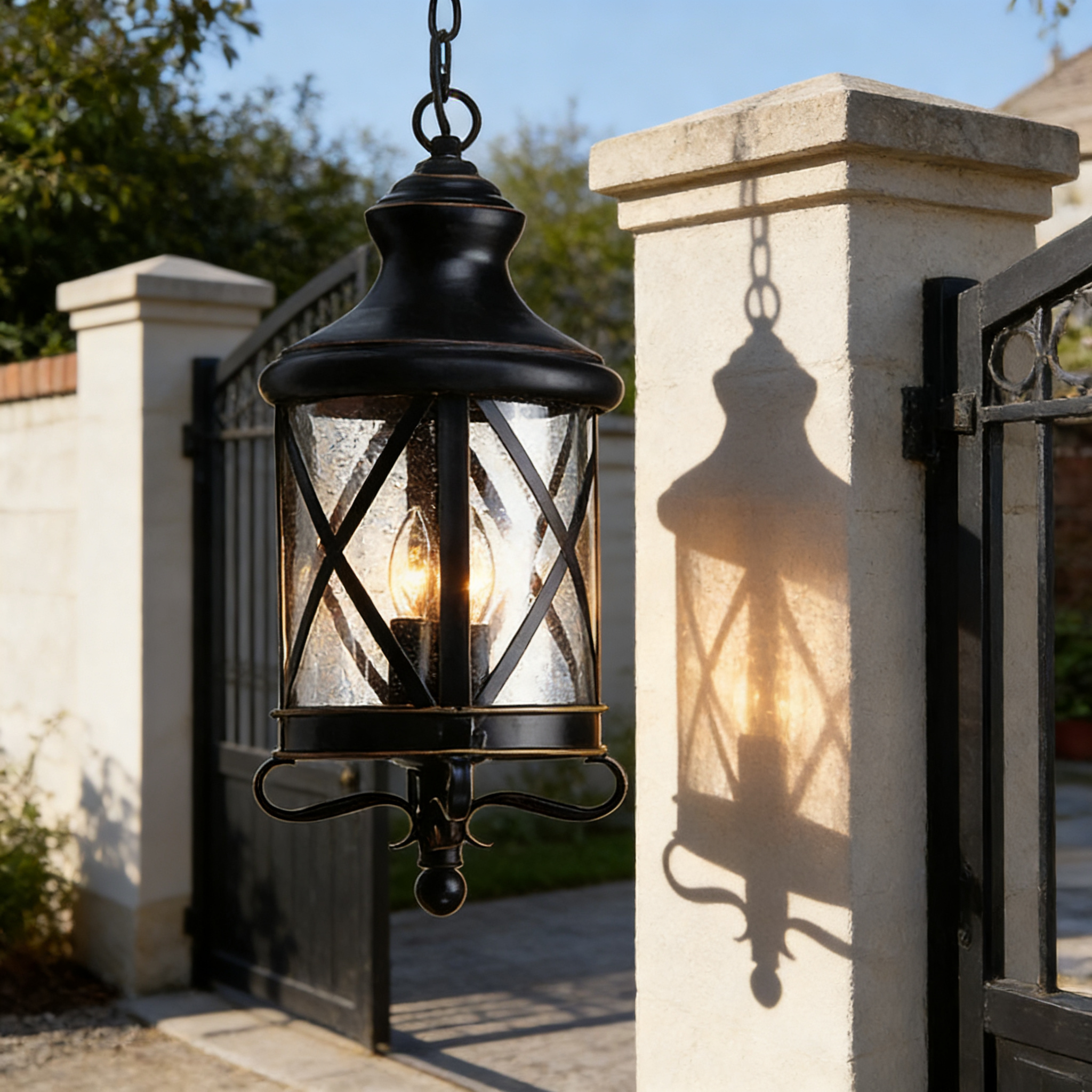 Durable Aluminum Outdoor Hanging Pendant Lights for Porch Ceiling and Patio Area